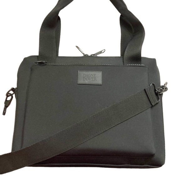 Dagne Dover black neoprene and leather briefcase laptop bag - Picture 2 of 11